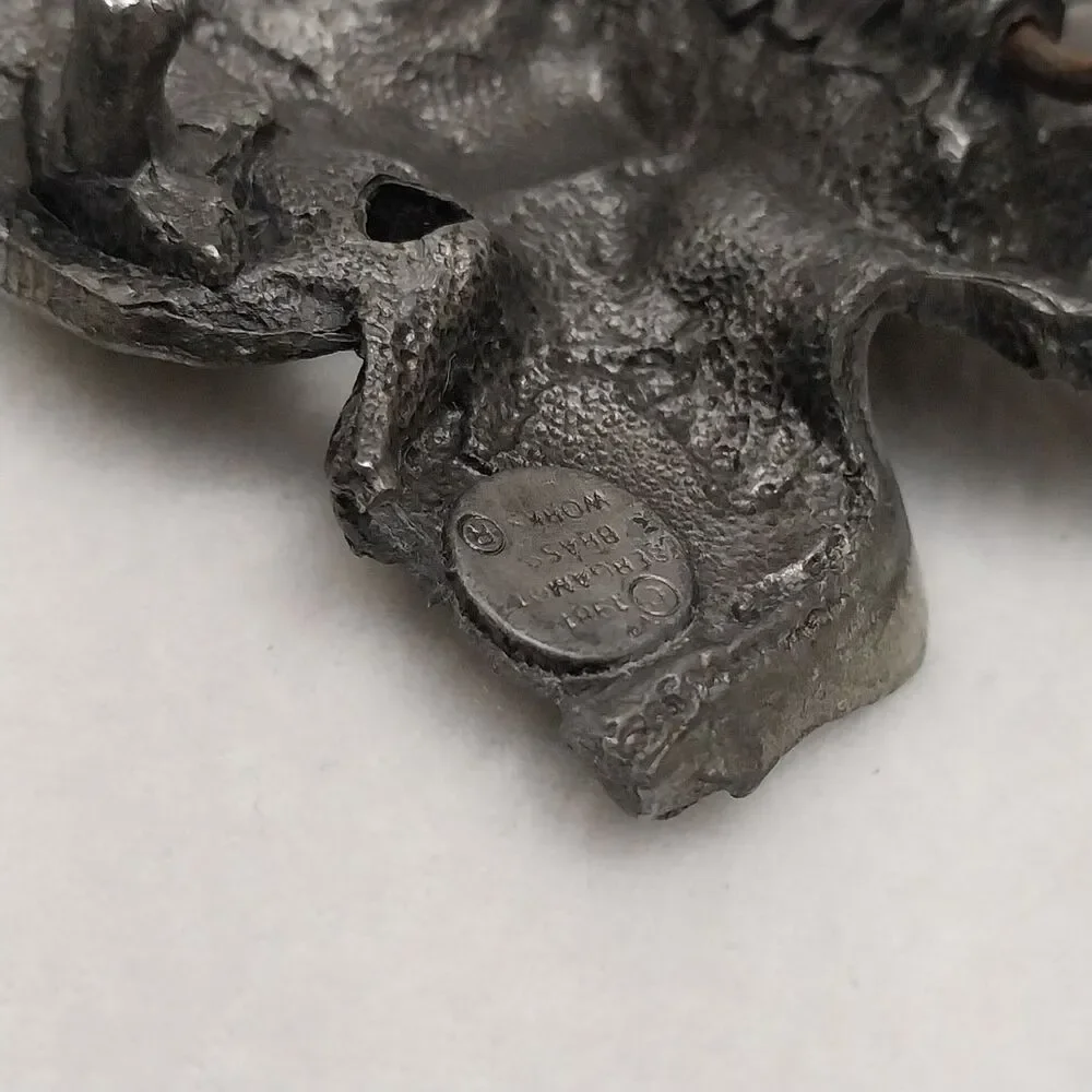 Vintage 1981 Bergamot Pegasus Horse Silver Toned Belt Buckle (Broken Wing) #E53